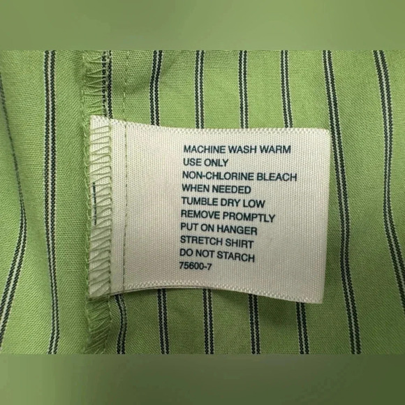 Stafford Button Down EUC Green Striped 60% Cotton Size 16 1/2 - Picture 7 of 7